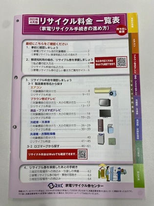 リサイクル家電の料金